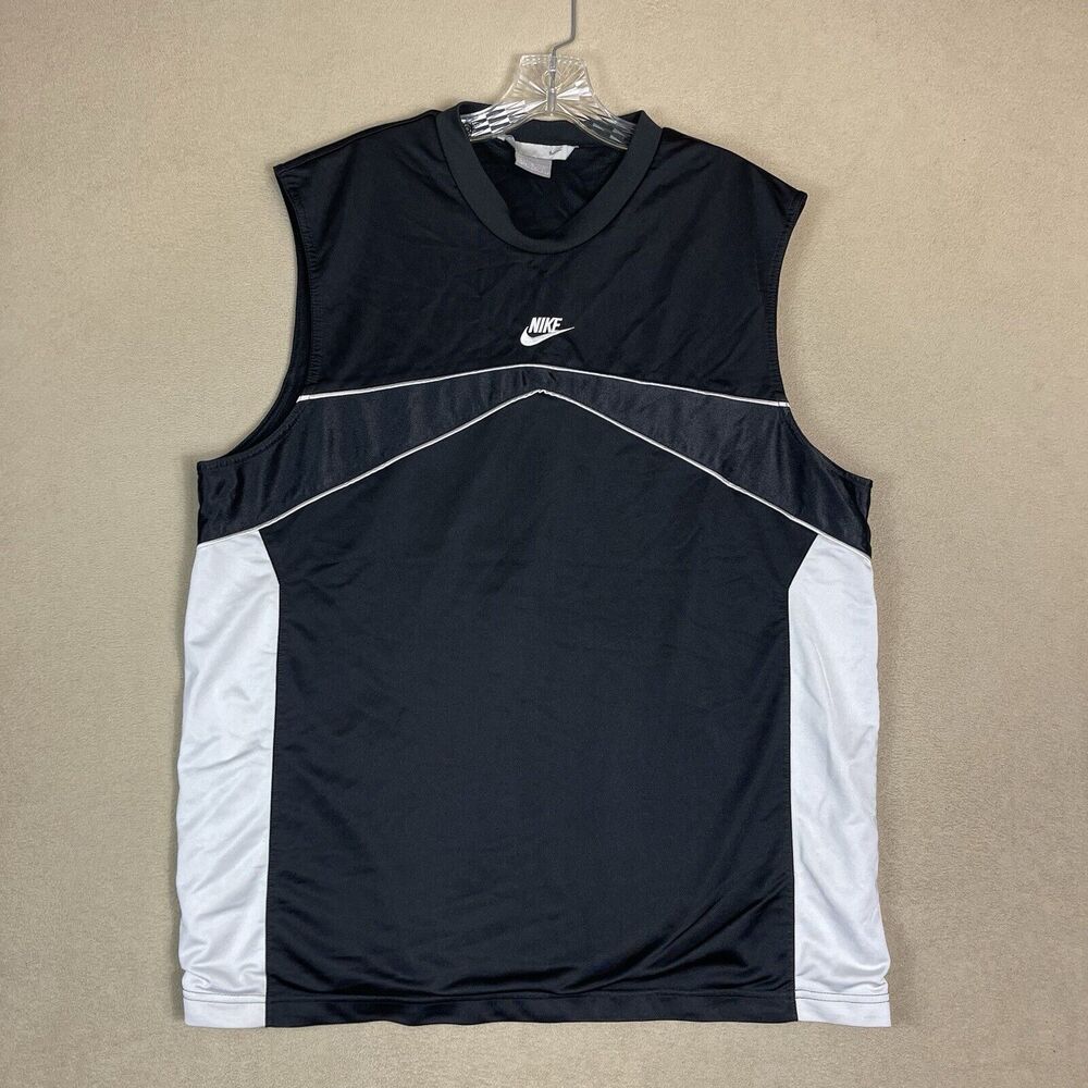 Nike Jersey Mens Large Black‎ White Center Logo Sleeveless Basketball Tank Top